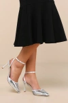 Lulus Arley Silver Sequin Ankle Strap Pumps In Silver
