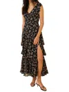 Lulus Arya Tiered Floral Chiffon Maxi Dress In Black