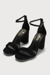 Lulus Arylee Black Suede Ankle Strap Heels In Black