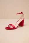 Lulus Arylee Red Satin Ankle Strap Heels In Red