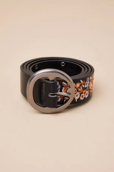 Lulus Ashling Black Floral Embroidered Belt