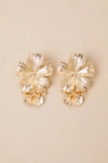 Lulus Aster Gold Flower Statement Earrings