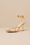Lulus Zylah Gold Strappy Lace-up High Heel Sandals In Gold
