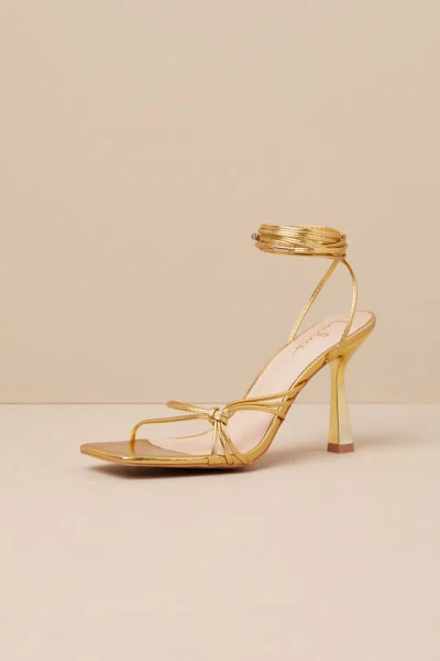 Lulus Zylah Gold Strappy Lace-up High Heel Sandals
