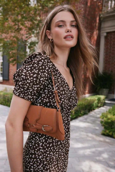 Lulus Aubryn Light Brown Suede Buckle Shoulder Bag