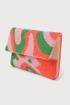 Lulus Audacious Attitude Pink Multi Beaded Clutch In Pink