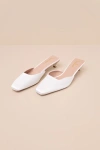Lulus Auroette White Satin Kitten Heel Mule Pumps In White