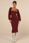 Lulus Autumn Aura Burgundy Ribbed Two-piece Sweater Dress In Burgundy