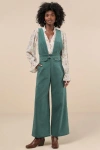 Lulus Autumn Energy Green Corduroy Wide-leg Overall Jumpsuit In Green