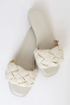 Lulus Avalon Ivory Pearl Braided Flat Slide Sandal Heels In Ivory