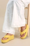 Lulus Averell Lime Woven Platform Thong Sandals In Yellow
