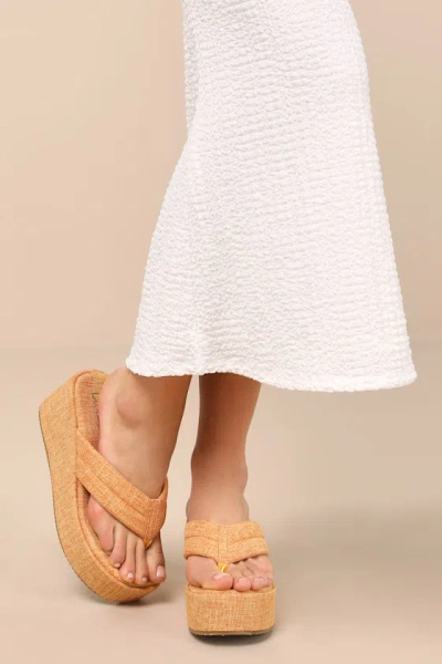 Lulus Averell Orange Woven Platform Thong Sandals