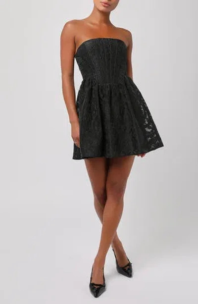 Lulus Ayla Jacquard Corset Minidress In Black