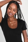 Lulus Basically Effortless Black Short Sleeve Scoop Neck Top In Black