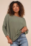 Lulus Basics Verla Olive Green Dolman Sleeve Sweater Top In Olive Green