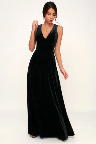 Lulus Beautiful Night Black Velvet Sleeveless Maxi Dress