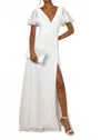 Lulus Beautiful Perfection Flutter Sleeve Embroidered Maxi Dress In White In White
