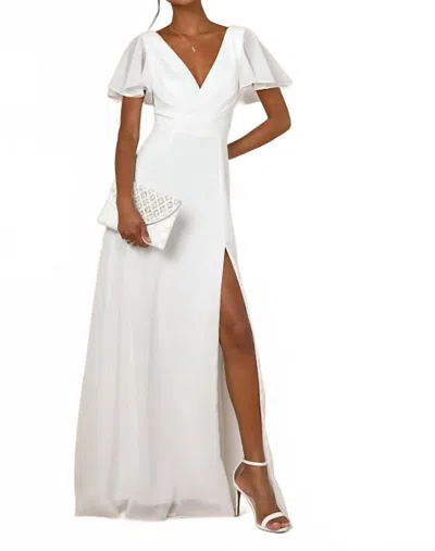 LULUS BEAUTIFUL PERFECTION FLUTTER SLEEVE EMBROIDERED MAXI DRESS IN WHITE