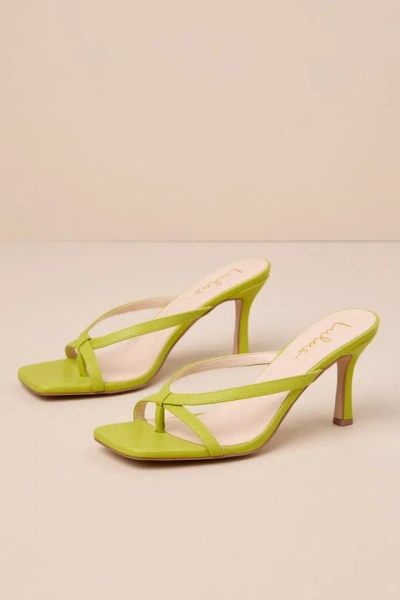 Lulus Beckette Lime Strappy High Heel Slide Sandals In Green