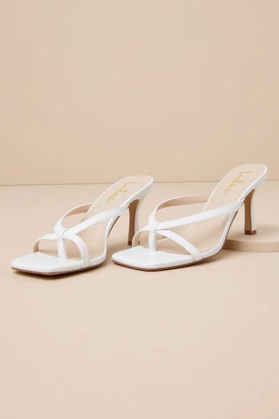 Lulus Beckette White Strappy High Heel Slide Sandals