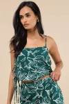 Lulus Belize Mentality Green Leaf Print Side-tie Tank Top In Green