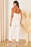 Lulus Beloved Bliss Ivory Strapless Slim Leg Bow Jumpsuit In Ivory