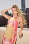 Lulus Bethany Pink Multi Clip Dot Strapless Cutout Midi Dress In Pink