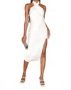 Lulus Beyond Classy Satin Halter Midi Slip Dress In White In White