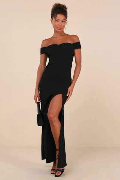 Lulus Beyond Excellent Black Off-the-shoulder Mermaid Maxi Dress