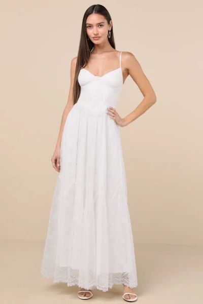 Lulus Bia White Lace Bustier Maxi Dress
