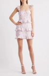 Lulus Bianca Ruffle Strap Floral Jacquard Minidress In Lavender Floral