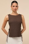 Lulus Bizzy Brown Textured Side-tie Tank Top
