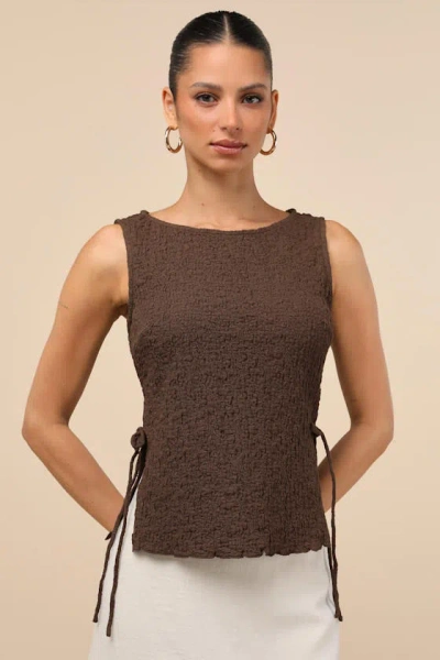 Lulus Bizzy Brown Textured Side-tie Tank Top