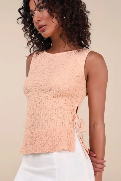 Lulus Bizzy Peach Textured Side-tie Tank Top