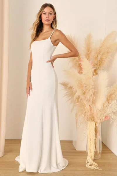 Lulus Blessed Romance White Sleeveless Button Back Mermaid Maxi Dress