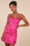 Lulus Blissful Blossoms Fuchsia Pink Sequin Backless Mini Dress In Fuchsia