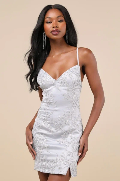 Lulus Blissful Blossoms Silver Sequin Backless Mini Dress