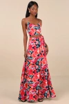 Lulus Bloom With A View Dark Blue Floral Print Two-piece Maxi Dress In Dark Blue