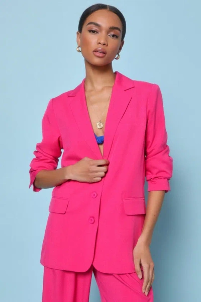 Lulus Bold Poise Hot Pink Button-front Blazer