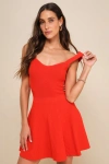 Lulus Boldest Vibe Red Orange Sleeveless Sweater Mini Dress In Red Orange