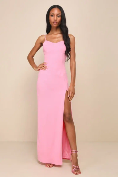 Lulus Bombshell Potential Pink Backless Sleeveless Maxi Dress