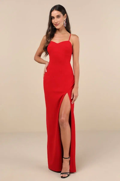 Lulus Bombshell Potential Red Backless Sleeveless Maxi Dress