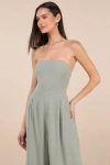 Lulus Breezy Essential Sage Green Linen Wide-leg Jumpsuit
