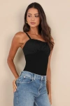 Lulus Flawless Outlook Black Twisted Strap Tank Top In Black