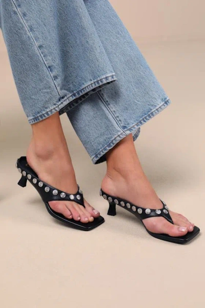 Lulus Brenley Black Studded High Heel Thong Sandals