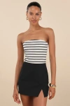 Lulus Briana Black Notched Mini Skirt