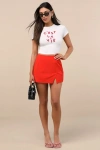 Lulus Briana Bright Red Notched Mini Skirt