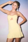 Lulus Briar Light Yellow Strapless Cutout Mini Dress In Yellow