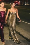 Lulus Brilliant Allure Gold Metallic Lurex Pleated Maxi Dress In Gold