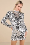 Lulus Brilliant Behavior Silver Sequin Backless Mini Dress In Silver